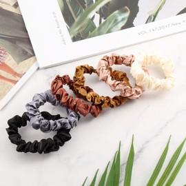 WILLBOND 12 Pcs Small Satin Scrunchies Bulk Silk Hair Ties for Women Multicolor Thin Hair Bands Mini Scrunchy Skinny Ponytail Holders for Thick Curly Pony Tails Wrist Decor(Classic Color)