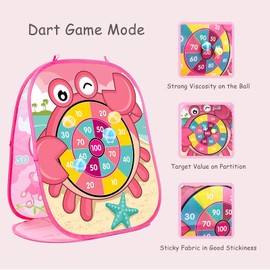 JACKEYLOVE Bean Bag Toss Game Outdoor Toys for Kids 3-5, Outdoor Games Kids Toys for Backyard 3 in 1 Foldable Cornhole Board Outdoor Toys for Toddlers, Family Party Toy Gift for Girls Boys