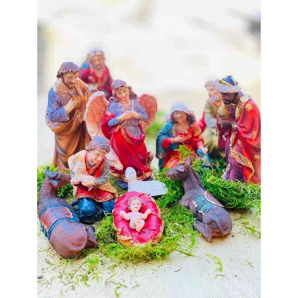 Allgift 8" Christmas Nativity Scene Set Figures Resin 11pcs Nacimiento