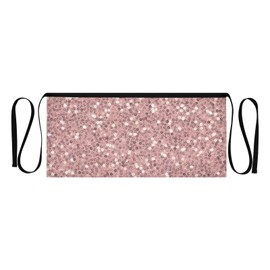 Aflyko Waist Apron Glitter Pink Short Waitress Server Apron Chef Half Apron Waiter Bartender Waterproof 3 Pockets Apron for Garden Kitchen Restaurant