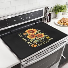 Yorfeemge Glass Top Stove Cover Sunflower, Heat Resistant Stove Cover for Glass Top Electric Stove, Anti-slip Cooktop Cover Protector Kitchen Dish Drying Mats 29x 21Inch
