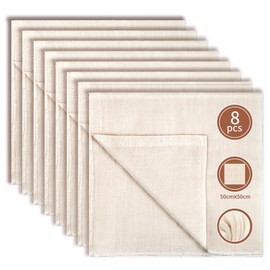Straining Cloth Pack of 8 Cheesecloth 50 x 50 cm Cheese Cloth 100% Cotton Unbleached Linen Cloth Reusable Straining Cloth with Stitched Edges for Food Filtration Tofu Jam Nut Milk