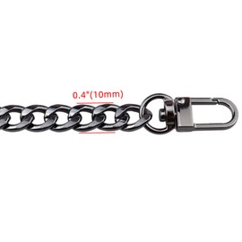 HEEHEE - Correa de cadena de 100 cm, resistente cadena de repuesto de hierro plano con hebillas, cómoda correa cruzada de hombro para bolsos, color exclusivo tono negro, 1 unidad