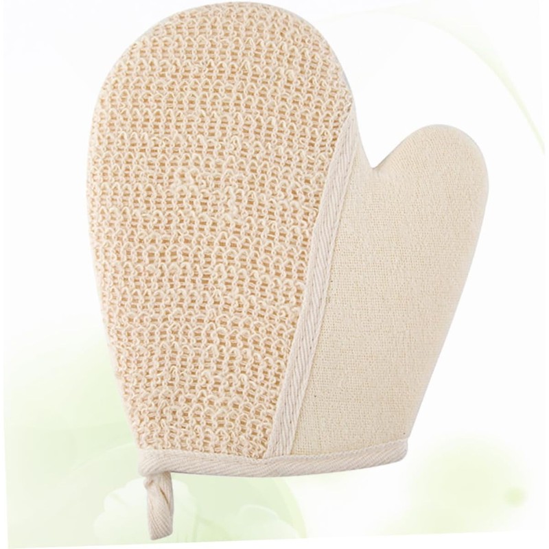 Guantes de Baño Exfoliantes de Lino Beige PLAFOPE 2 Piezas