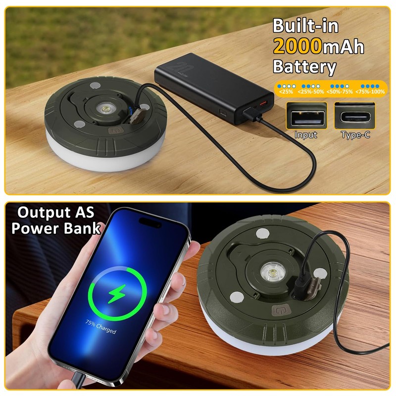 PQETBV Camping Fairy Lights, Camping Lantern with 5 Lighting Modes,