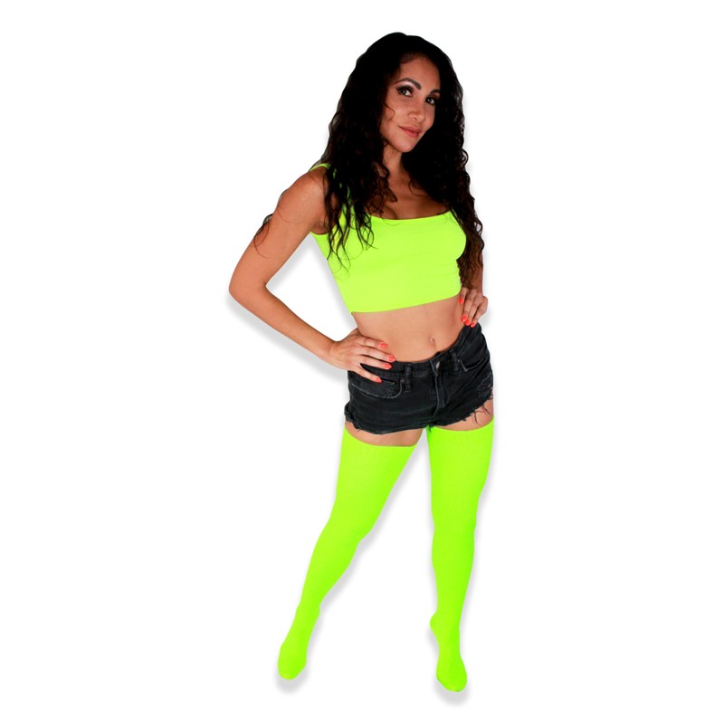 NEON NATION Extra Long Solid Color Thigh High Knit Socks