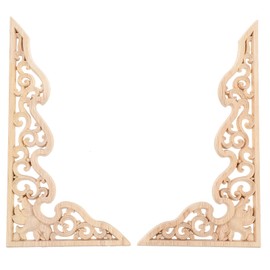 2pcs Wooden Carved Mouldings Applique Corner Decal: Wood Carved Onlay Applique Furniture Frame - Applique Mouldings Long Corner for Home Cabinet Door Decor Craft Windows Cupboards Mirrors Furniture