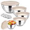 Herogo 5-Piece Mixing Bowls with Lids, 3 Grater Attachments, Stainless