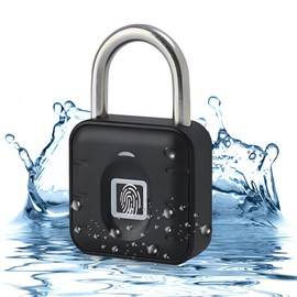 Schloss mit Fingerabdruck,Vorhängeschloss für Fitnessstudio,wetterfest,mehrbenutzer,schlüsselloses Schloss Wasserdicht Vorhängeschlöss für Fitnessstudio,Gepäck,Lagerhäuser,Spind Schwarz