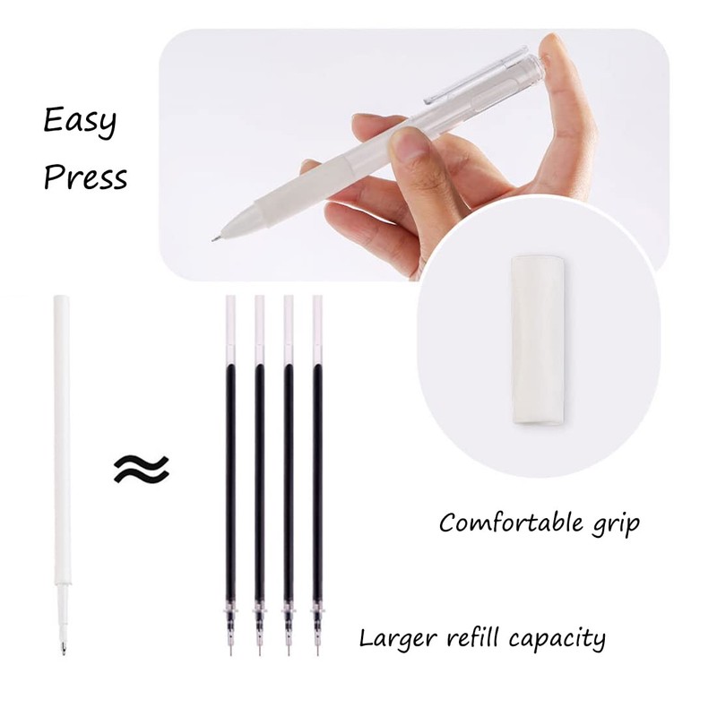 SURALIN Pack of 5 Gel Pens, Retractable Gel Pens, Black