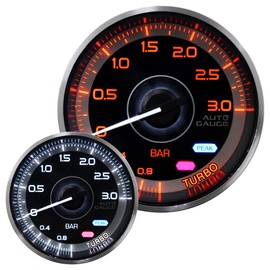 AUTOGAUGE Auto Gauge Boost Meter, For Cars, White/Amber LED, 2.4 inches (60 mm), Made in Japan