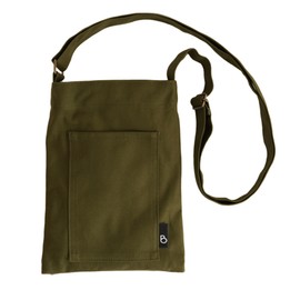 [BRILLIANT COLORS] Women's Pochette, Diagonal Canvas, Vertical Type, Fabric, Made in Japan, Sacoche, S Size, green