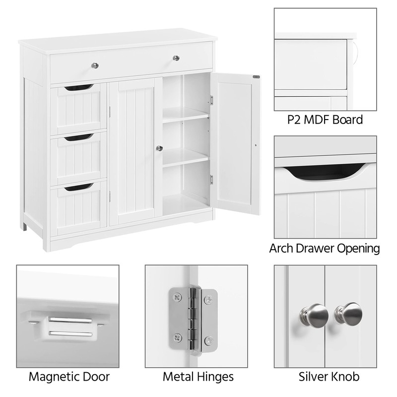 Yaheetech Bathroom Floor Cabinet, Large Storage Space Wooden Organizer with