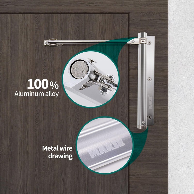 MARIE Automatic Door Closer, Stainless Steel, Adjustable Spring Door Closer
