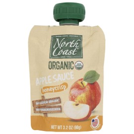North Coast Organic Apple Sauce, Honeycrisp, No Added Sugar, No Artificial Colors or Preservatives, 60 Calories per Serving, Kosher, USDA Certified Organic, Gluten Free & Non-GMO, 4 Count, 12.8 Ounce (Pack of 6)