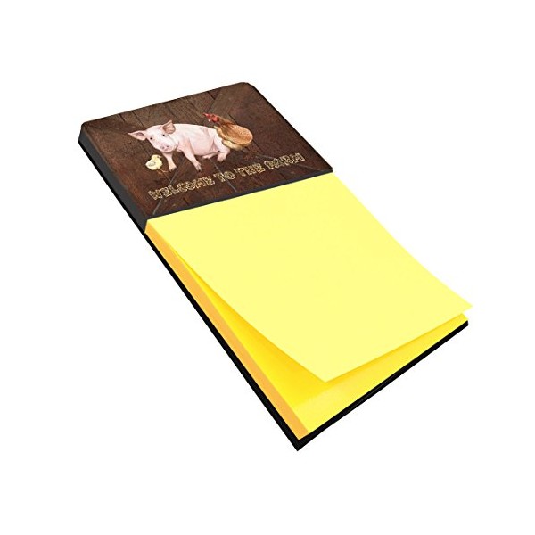 Caroline's Treasures SB3083SN Welcome to The Farm with The Pig and Chicken Refiillable Sticky Note Holder or Note Dispenser, Large, Multicolor