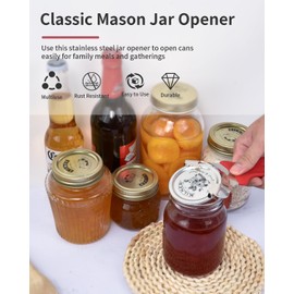 CYDW Mason Jar Opener Tool with No Lid Dents or Damage, Can Opener Manual Multi-Purpose, Easy Twist Manual Handheld Top Remover Utensil, Canning Supplies Tools and Bottle Opener, Made For Lifetime