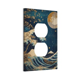 Decorative Art Light Switch Covers,1 Gang Single Toggle Duplex Outlet,Wall Plate,Switchplate Electrical Faceplate,Wave