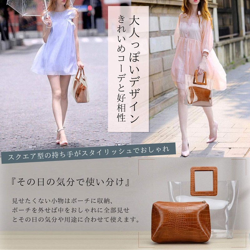 Angel Moon Women's Clear Tote Bag, Plastic Bag, PVC Large,