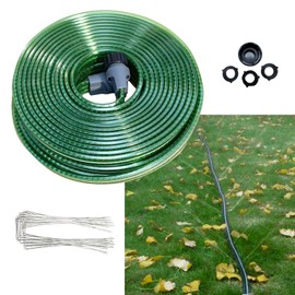 SECBULK 50 FT Flat Sprinkler Hose for Lawn Watering Garden Soaker Hose with Holes, Heavy Duty Lightweight No-Kink Water Hose with Stakes, Irrigation Hose, Great Fun for Kids and Dog