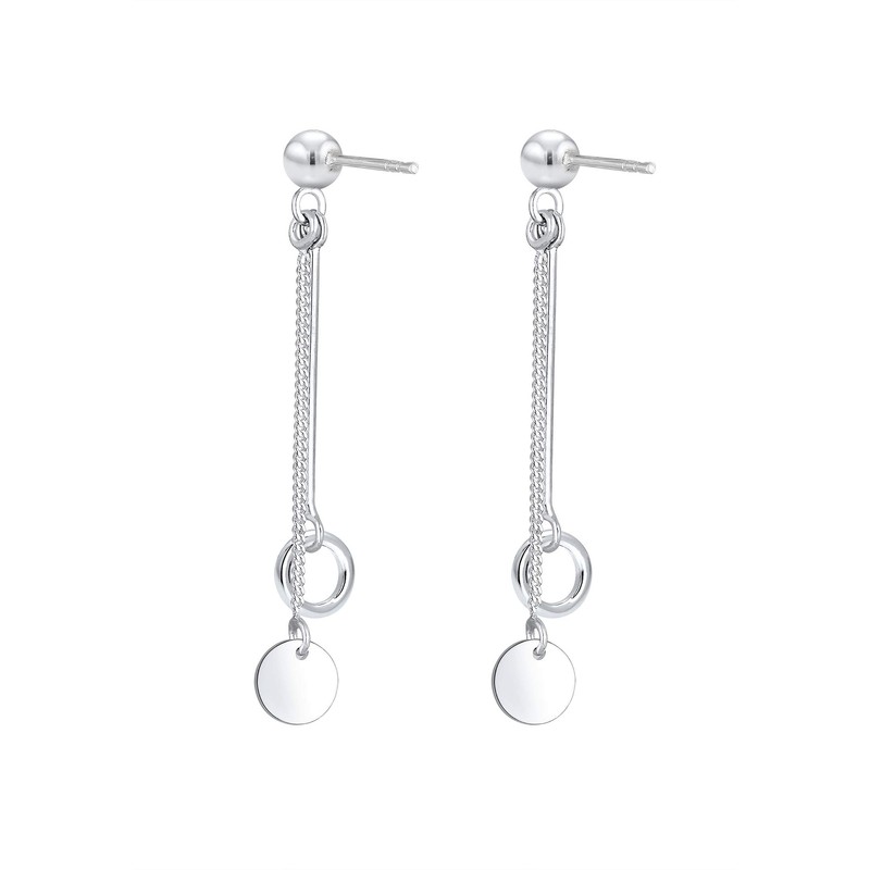 Elli Geo Basic Women's Earrings Chain Circle Bar in 925