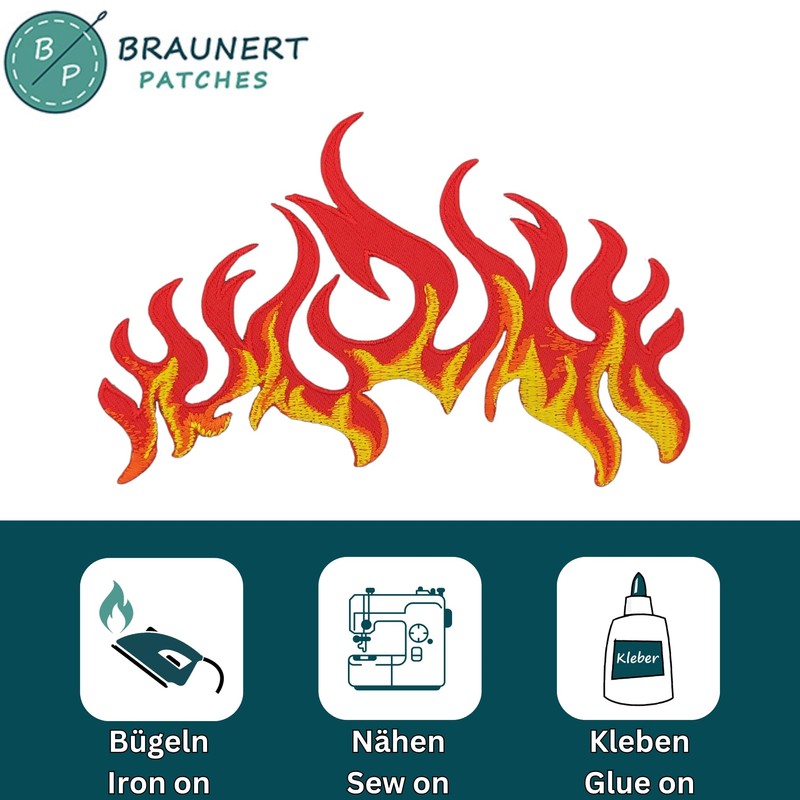 Fire Flames Patch for Iron-On or Sew On Iron-On Patch