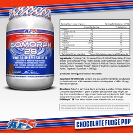 APS Nutrition Isomorph 28 Protein Powder | Pure Whey Isolate | Cold Pressed, Ultra- Filtered, & Ion Exchange Isolates | 28g Protein | 2 Pound (Chocolate Fudge Pop)