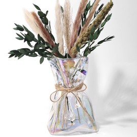 Glass Vase,Irregular Shaped Vase for Flower, Modern Minimalism Fashionable Vase,Home Bedroom Kitchen Living Room Office Wedding Holiday Decor Vase