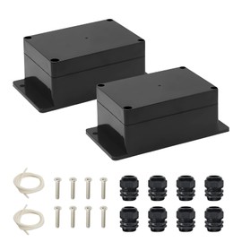 Pack of 2 Junction Boxes, Waterproof IP65 Junction Box Housing, Electrical Junction Box, Black Electronic Project Box Housing for Electrical Accessories, 100 x 68 x 50 mm