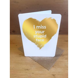 Brainbox Candy - Funny Missing You Card - Silly Cheeky - 'Miss Your Stupid Face' - For Him Her Boyfriend Girlfriend In Lockdown Quarantine Isolation