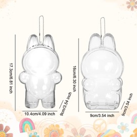 Protective Cases for Blind Box Doll with Keychains Acrylic Clear, Dust-Resistant Doll Cases Protect Your Dolls Perfectly, No Dolls Included (1 Pc Standing, 1 Pc Sitting)