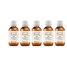 Greenwood Essential Natural Pure Soybean Oil (Glycine Max) Natural Pure Therapeutic Quality Cold Pressed (Pack of Five) 100 ml x 5 (16.9 oz)