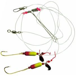 Dieter Eisele Select Leader Red/Yellow 110 cm 0.40 mm 2 Hooks Size 2 Sea Leader for Plaice, Marine System for Surf Fishing