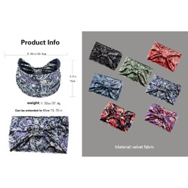 XEF Headbands for Women Bohemian Wide Floral Thick Hair Band No Slip Gym Elastic Twist Knot Athletic Headband Sweatbands Fashion Hair Accessories for Teen Girls