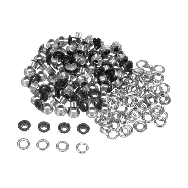 HARFINGTON 100set Grommets Kit Metal Eyelets 4mm 1/6" Hole Tiny