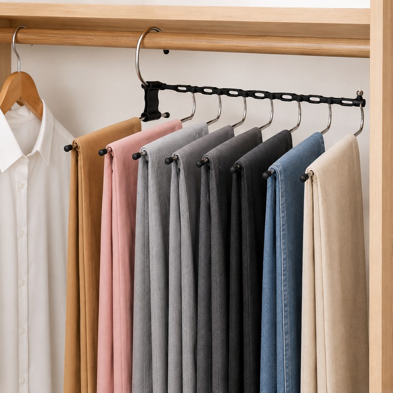 Space-Saving Pants Hangers for Closet Organization – Non-Slip Multi-Layer Rack