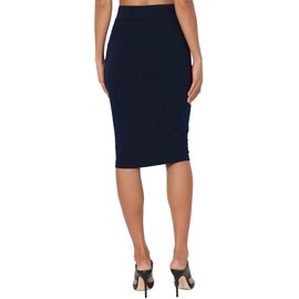 Pretty Fashion Womens Midi Pencil Skirt Ladies Plain Jersey Bodycon Tube Skirt Plus Size (12/14, Navy)