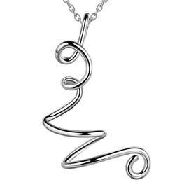 Besilver Capital Cursive Initial Letter W Necklace Charm 925 Sterling Silver Alphabet Pendant Women Men Unisex Monogram Name Bridesmaid Birthday Gift FP0024W