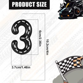 Racing Car Birthday Number Candles, 2.36x1.46in Racing Cars Themed Birthday Candles Black and White Stripes Candles for Racing Car Theme Decoration Party Supplies(Number 3)
