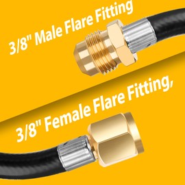 Bbcuepro 12FT Propane Hose Extension with 3/8 inch Female Flare Fitting x 3/8 inch Male Flare - Flexible Gas Line Fittings for RV, Gas Grill, Propane Fire Pit, Heater, Camping Stove and More