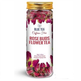 BLUE TEA - Rose Buds Herbal Tea - 1.06 Ounce | Grade A | DETOX TEA | Caffeine Free Herbal Tea - Vegan - GMO-Free - Food Grade Pet Jar |