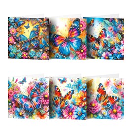 pigpigboss - Paquete de 6 tarjetas de felicitación de diseño de mariposa, diseño especial de flores de diamante con sobres, tarjetas de agradecimiento para adultos