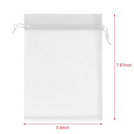 100Pcs Fruit Protection Bags 6x8 inch,Organza Fruit Netting Bags,Netting Cover Bags with Drawstring,Garden Plant Fruit Protectors Pest Barrier Bag for Mangoes Tomatoes Fruit Trees Veggies (White)