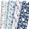 RiukRaiu Blue Christmas Wrapping Paper for Kids Adults - Winter