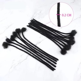 MIUULAAR Extensiones De Rastas De Cabello Humano De 12" Y 10 Hebras, 0,2 Cm De Grosor, Color Negro Natural, Hechas A Mano, Permanentes, Se Pueden Teñir Y Decolorar, Para Mujeres, Hombres Y Niños Cabel