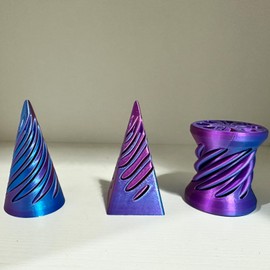 3-Pack Spiral Fidget Impossible Cone,3D Printed Optical Illusion Desk Toys Stress Relief Sculpture, Unique Office Gifts Teens Adults Kids Stocking Stuffers Christmas White Elephant（Laser Purple）