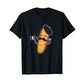French Baguette Holding A French Flag And Wine Glass Shirt T-Shirt