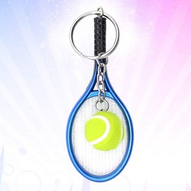 Toyvian Tennis Bat Key Chain Tennis Ball Key Chain for Children Adult 2 Pieces (Red) - blue