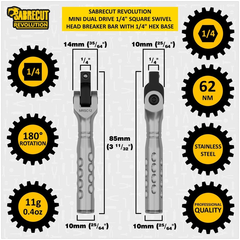 1 x SabreCut MRSC12 Mini Dual Drive Compact 1/4" Square