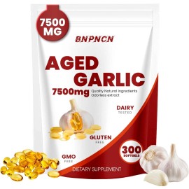 Micro Ingredients Odorless Garlic 7500mg Per Servings, 300 Softgels | 2 Years Aged Garlic Extra...